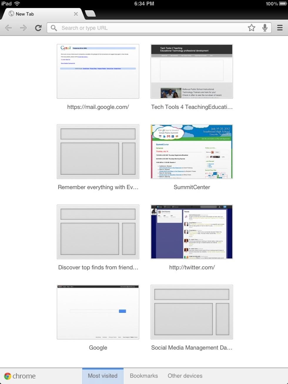 It opens up to Most Visited sites.