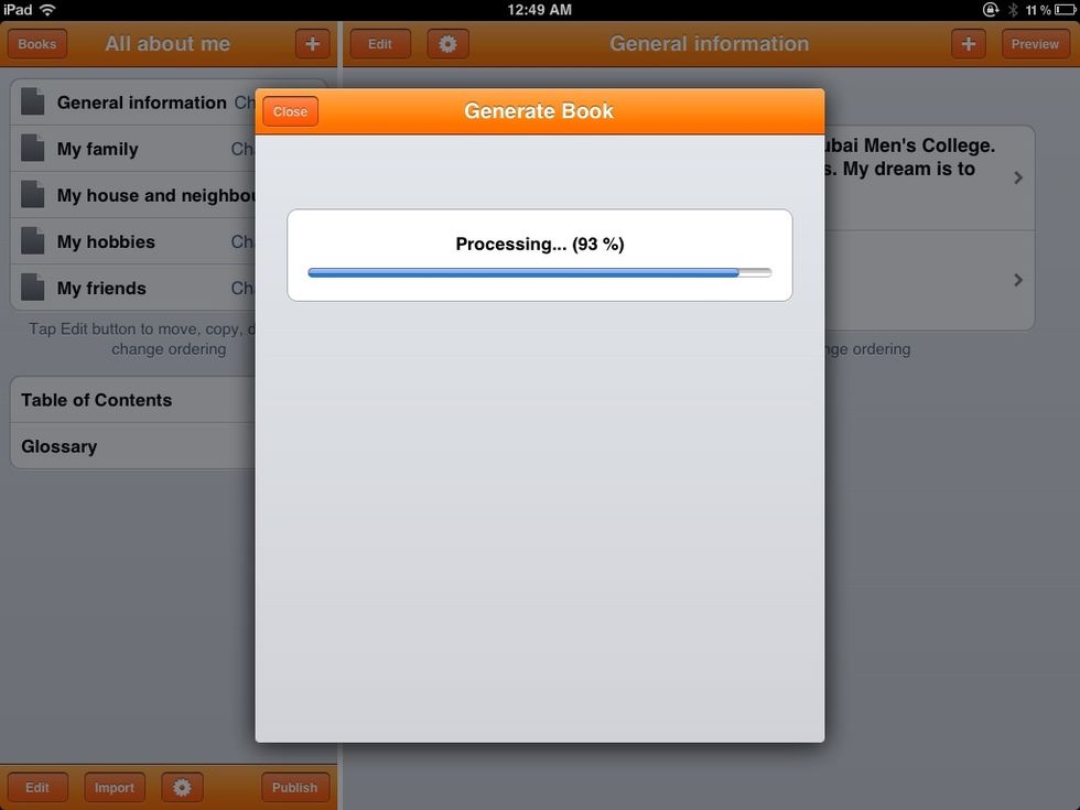It processes the book and then...