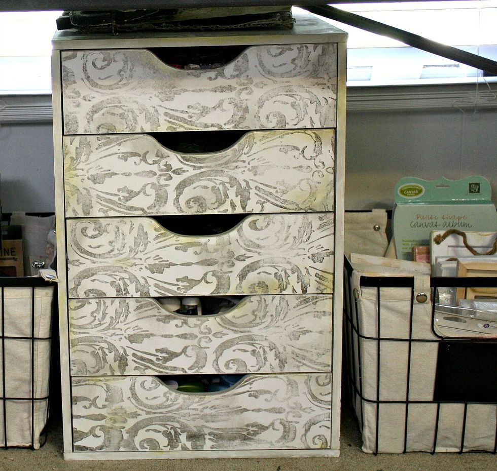 It's a large unit, and I store lots of Prima flowers in there! Now it is as pretty as the product it holds! This whole process took less than an hour! I hope you like my refurbished piece. :)