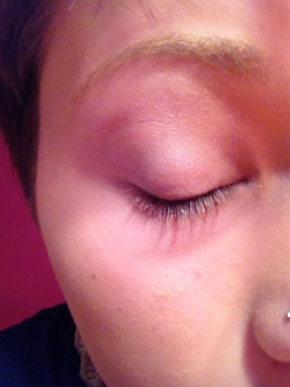 It's a little lighter and it has sparkles, make sure you put it up to your brow line.