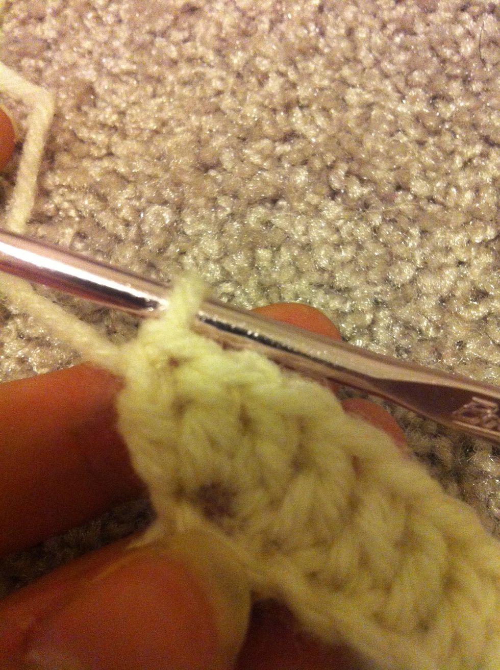 it's actually just an increase. work 3 double crochet in 1 chain. this will be the inwards bent ripple.