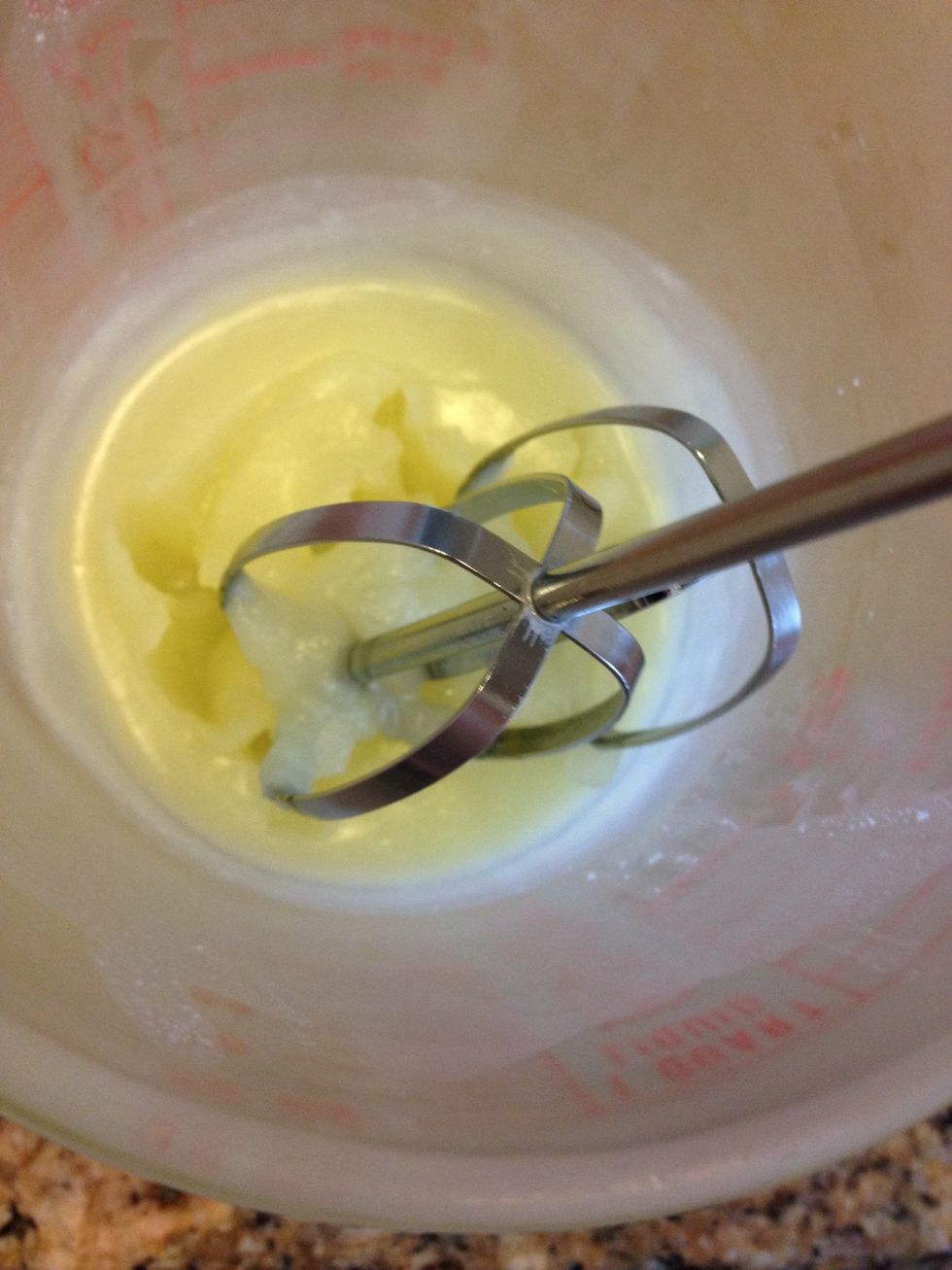 It's almost solid so it's ready to whip