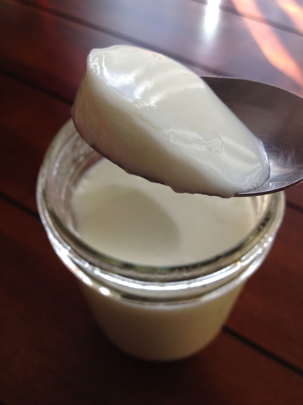 It's firmer! You can go ahead and consume it at this stage but i wanted mine to be thicker..