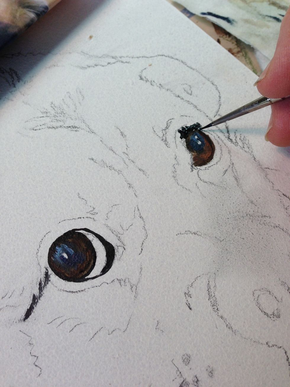 It's fun to paint the eyes first and have the eyes looking back at me for the rest of the painting.