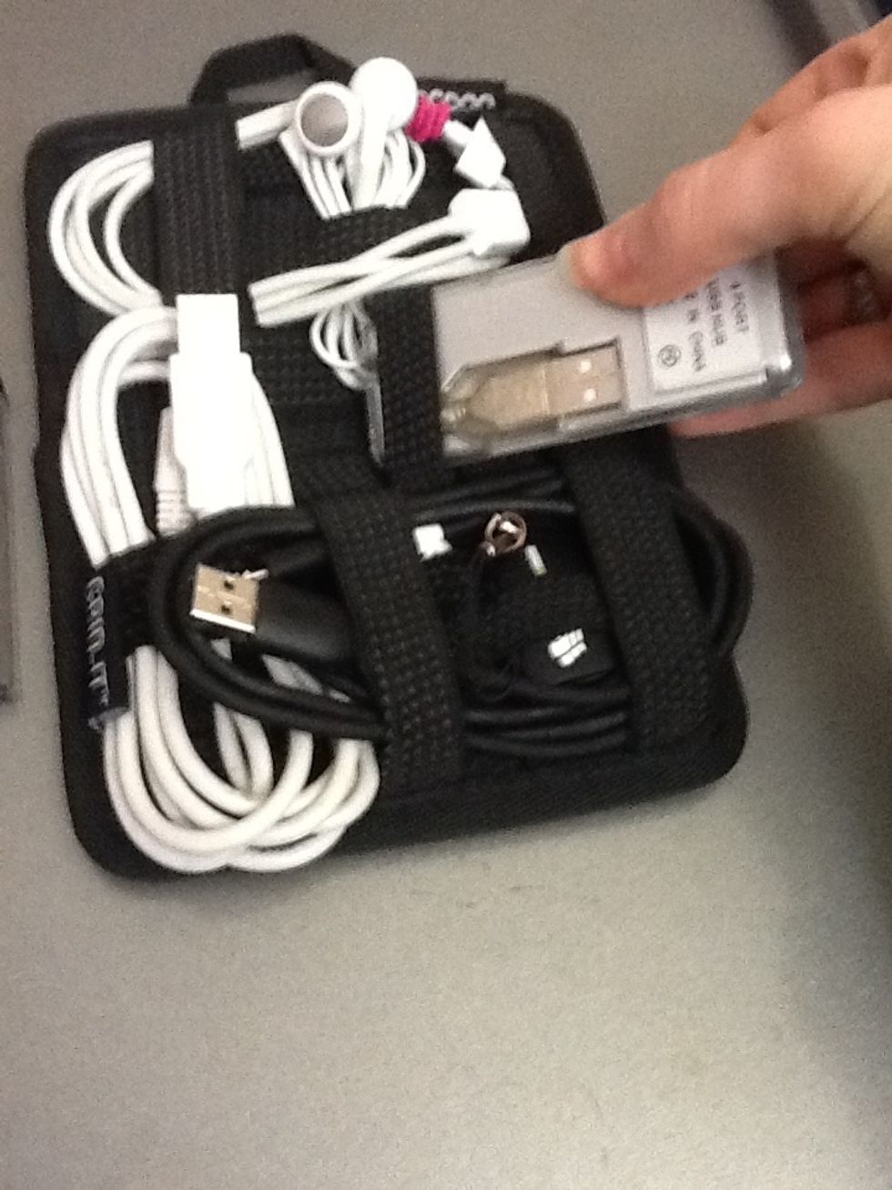 It's not just for cords, either! Here's a four-port USB hub that I'm partially layering on top of some cords I already put in.