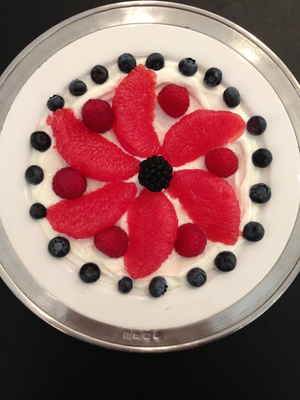 It s really a delicious summer starter for dinner. A variation would be to add sugar to your thick yogurt and serve your berries as a desert. But this is very common.
