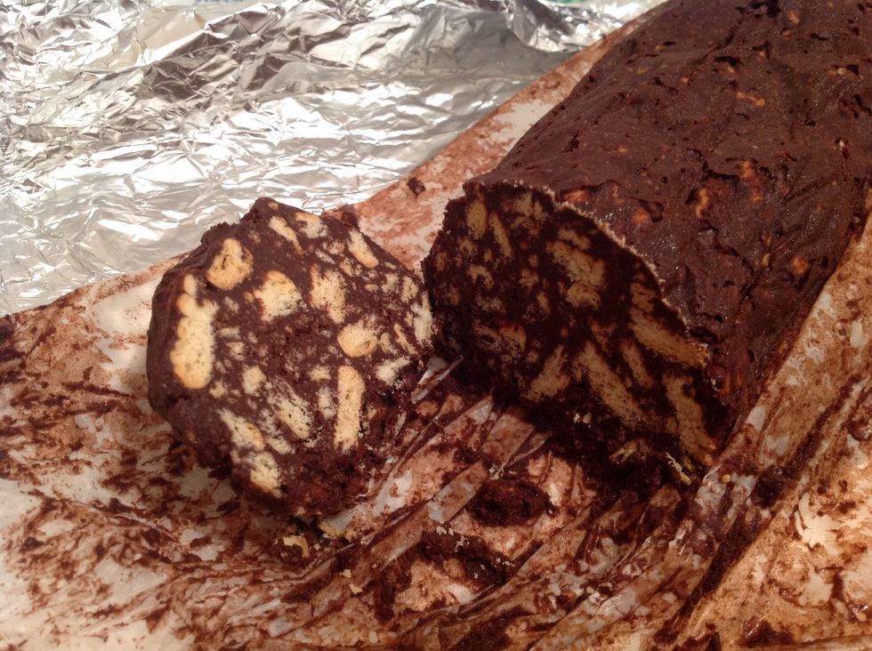 It's seems a real salami! You can serve as a salami slice...