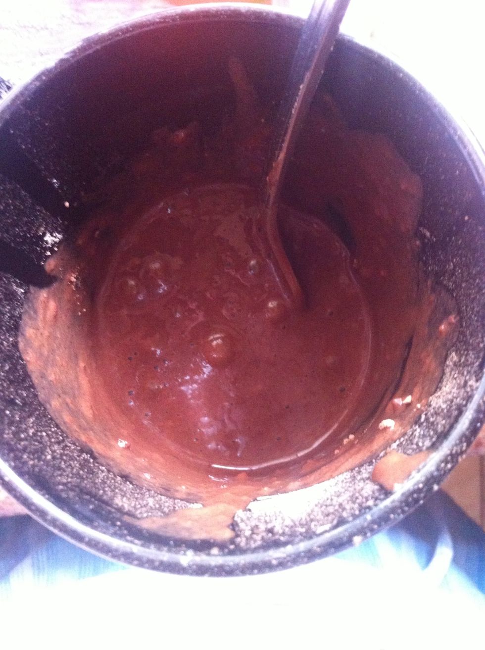 It should look like this. At this point if you have any chocolate chips, nuts, or fruits you want to add in, I suggest you do it now haha