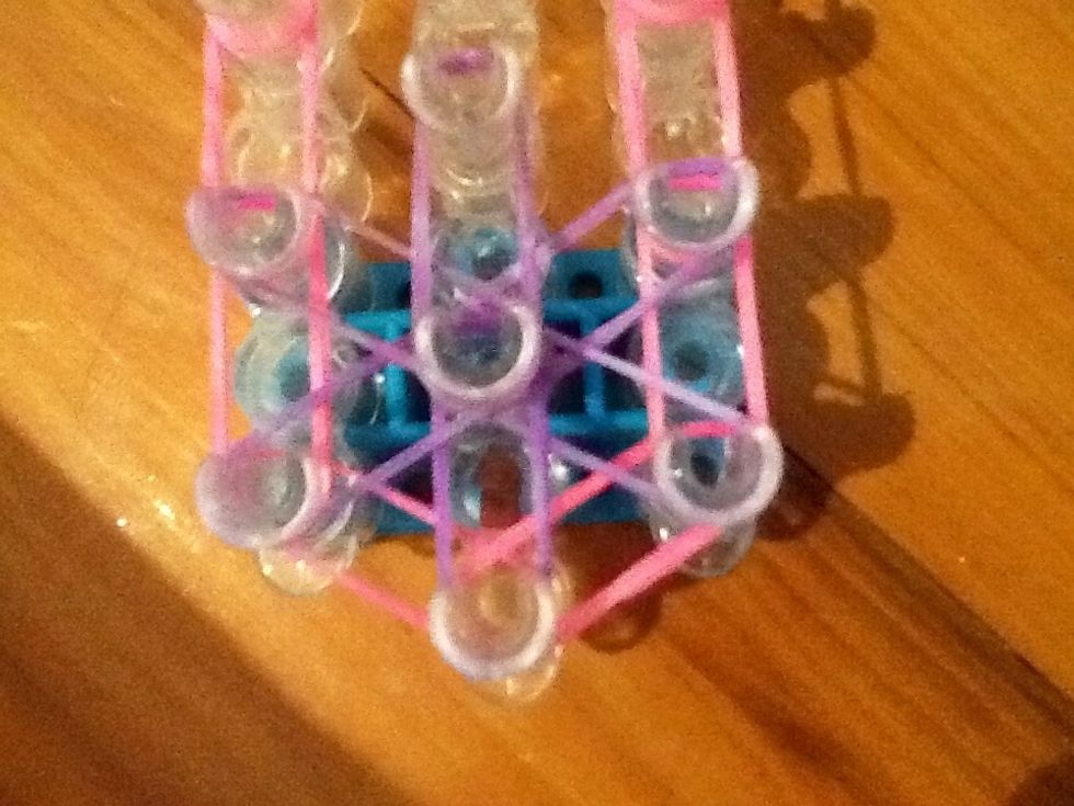 It should look like this do this all the way up the loom.