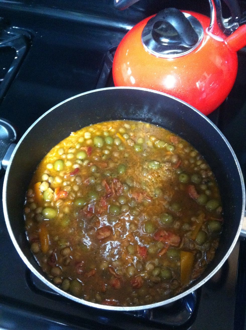 It should look like this it takes about 45 min for this rice to cook add water slowly and stir often