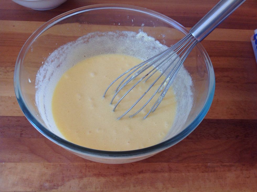 It should look like this once all the eggs have been mixed in