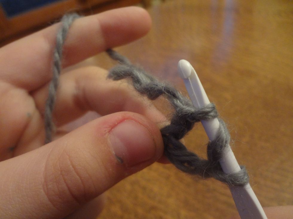 It should look like this once you are finished. There should be 3 stitches on the needle.