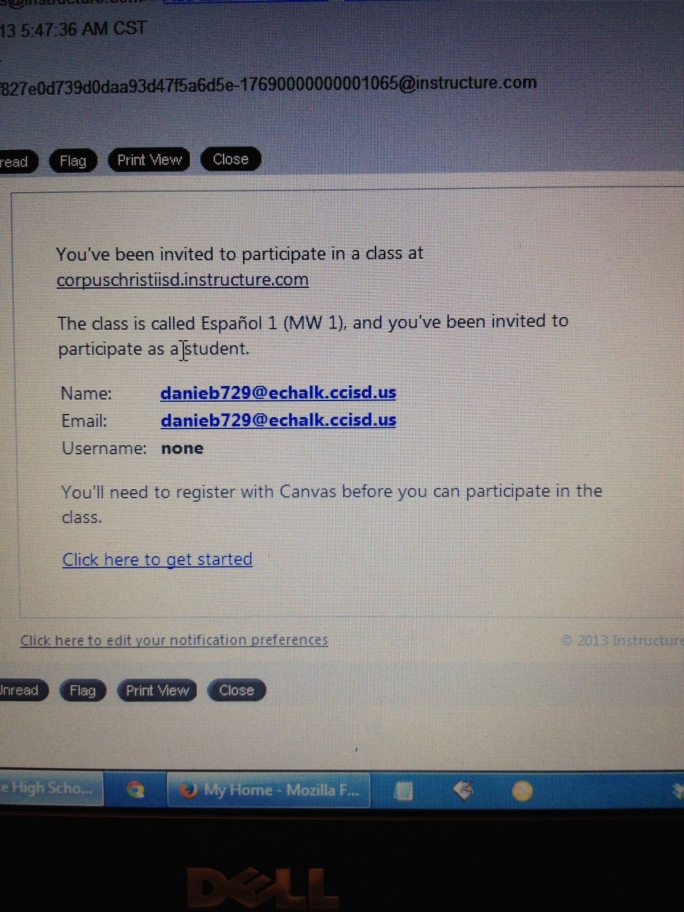 It should look like this.     Read the entire message.    Note the long URL.  Memorize it.   Note your name.  It is your Echalk email address. Memorize it.   Click the bottom link to get started.