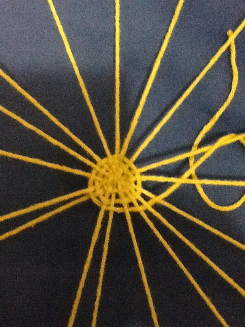 It should look like this. This string is called the weft. Think wEave to remember wEft.