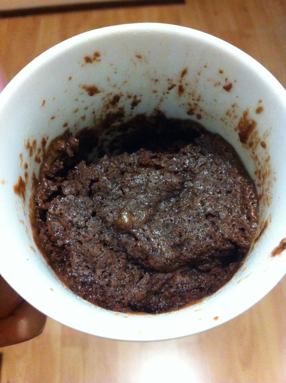 It should look 'set' but still be pretty moist in the middle.