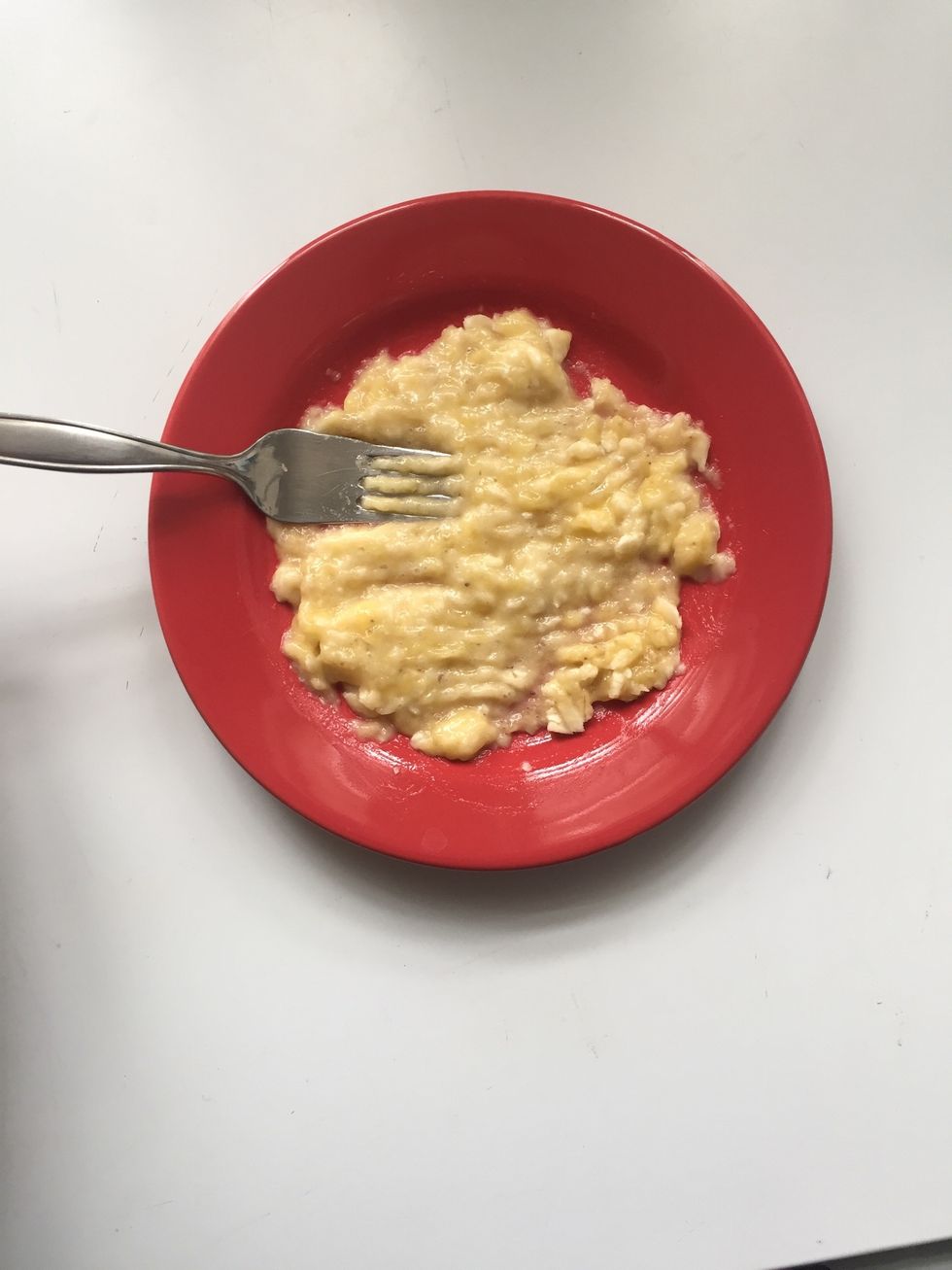 It should look something like this. I like it a bit lumpy, so try, and see how you prefer it