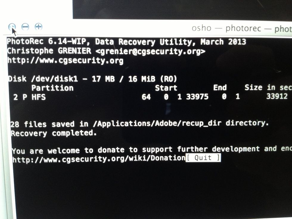 It should run for a while (could be up to a few hours) then a screen like this should come up