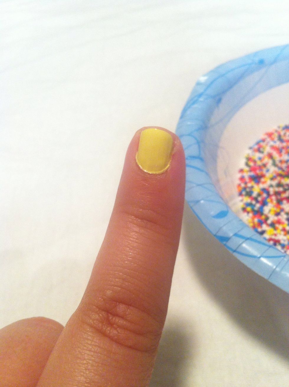 It should take 15-30 seconds for the polish to become tacky-- now this baby can be dipped!
