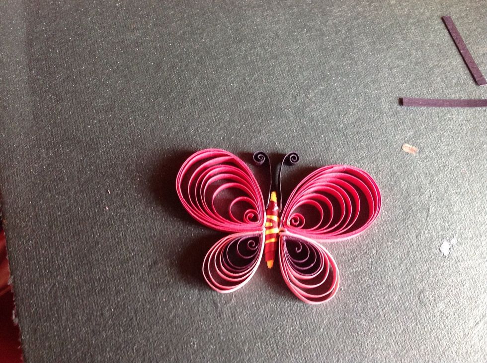 It stick to here. Now finish such amazing paper quilling butterfly on my way ! Thank you looking my guide and don't forget like.... If you have prob here ask me in message ! Bye ...