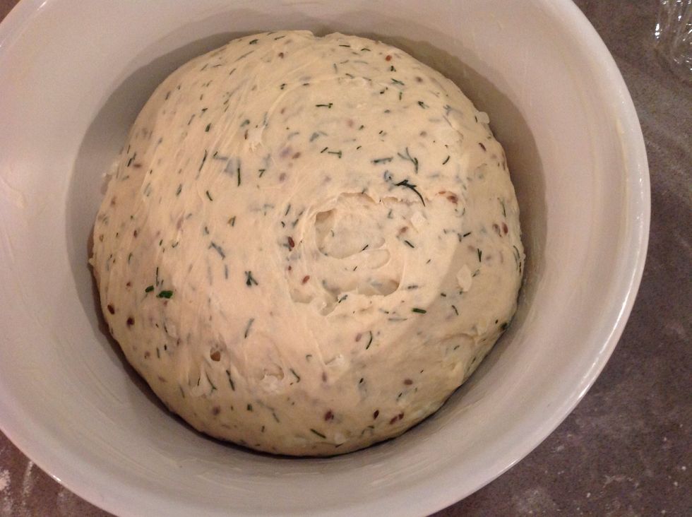 it will double in size. push it back down and let it rest for another hour. cover again and go watch t.v.