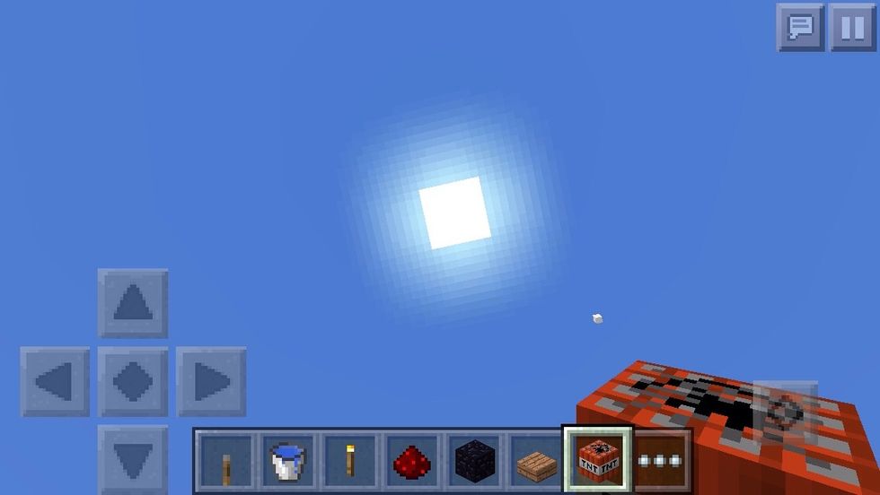 It will fly up (its the white dot)