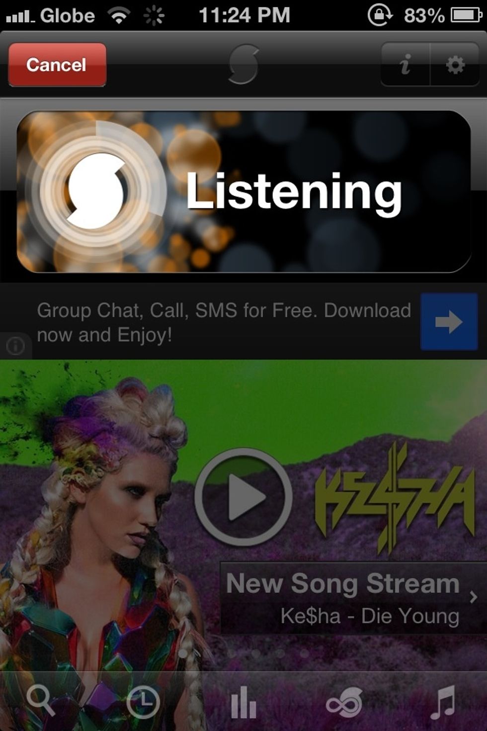 it will listen to the song. make sure thats their are no noise so it can detect the lyrics and music accurately