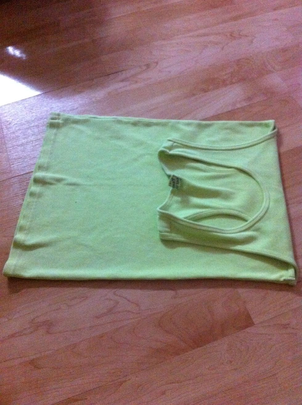 It will look like this folded (this is laid sideways in front of me and the next step grab your two bottom corners and fold up)