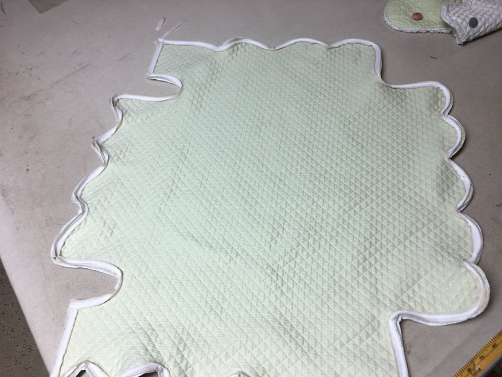 It will look like this.  Repeat for the remaining slips and tabs then toss into the wash and dry.