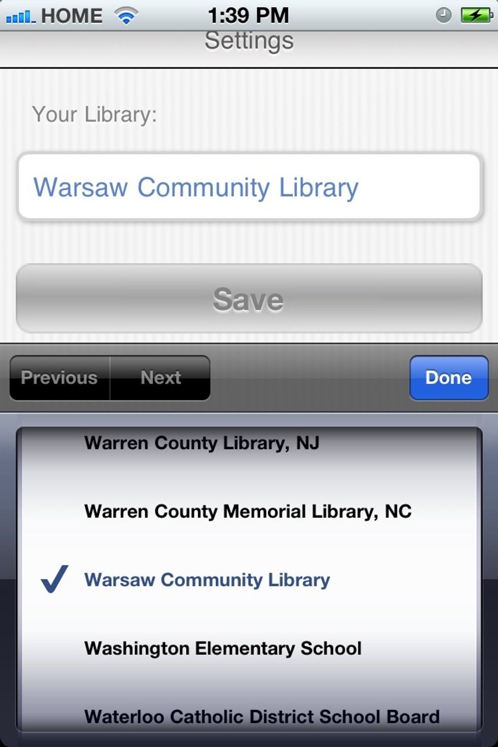 It will prompt you to add our library. Scroll to the bottom and find Warsaw Community Library.