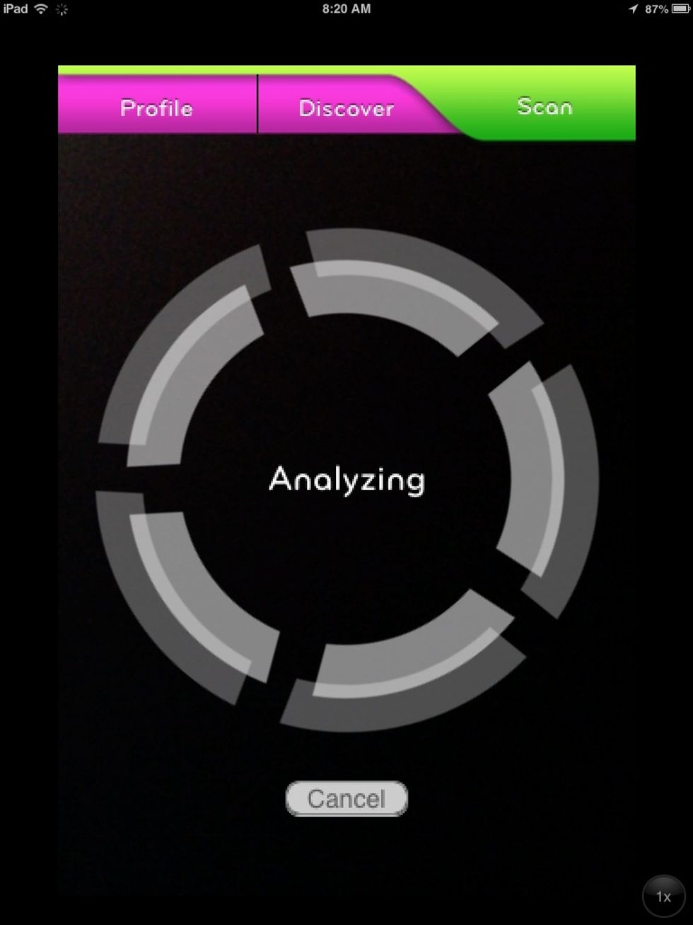 It will scan the item and then analyze the image.