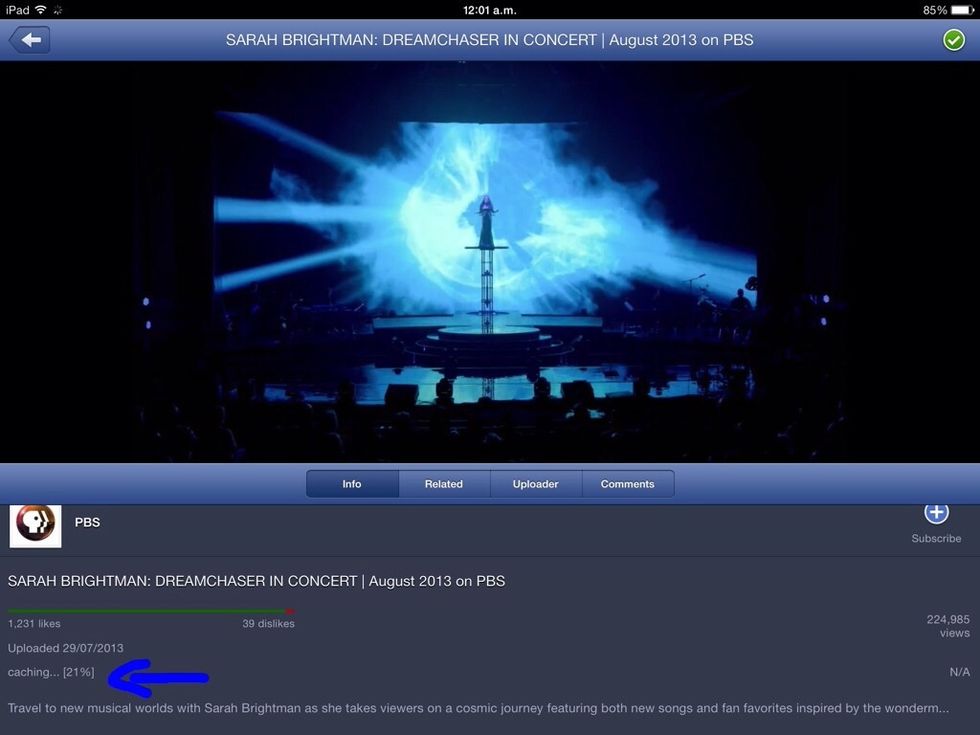 It will start caching, and once it finishes, it will show on the main screen of your app.