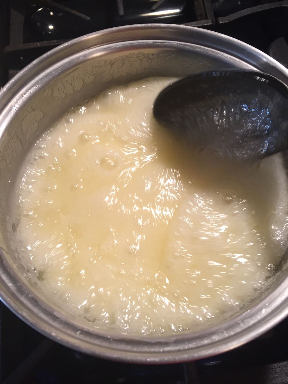 It will turn thick. That's when it's finished