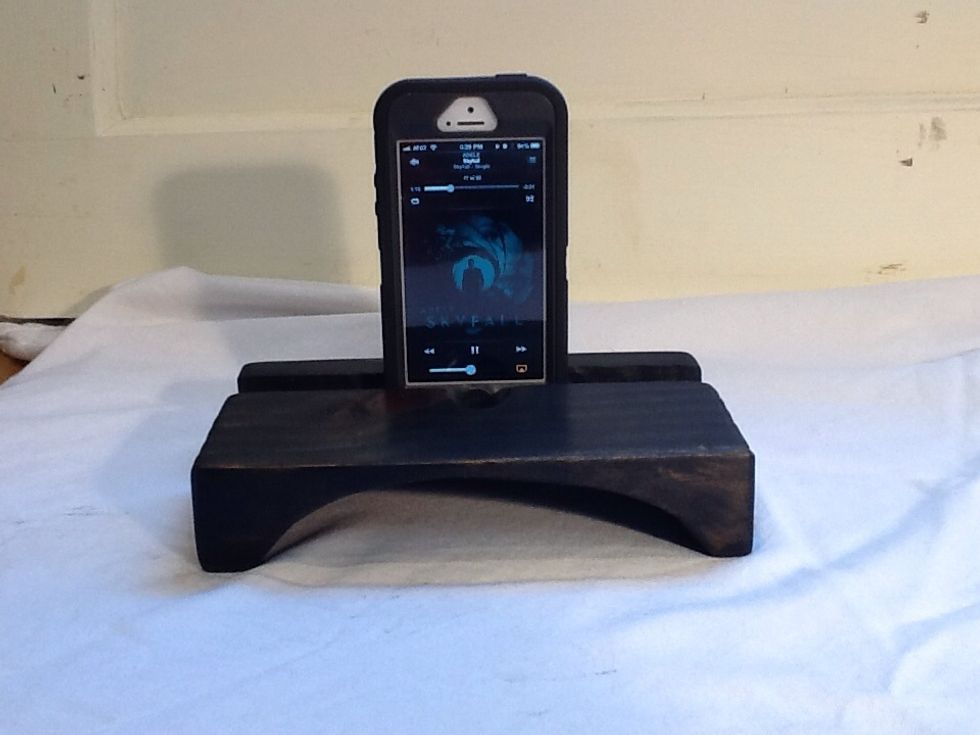 It will work with your iPhone and increase speaker volume with no extra electronics. I gained 25 db with the cave underneath bouncing the sound.