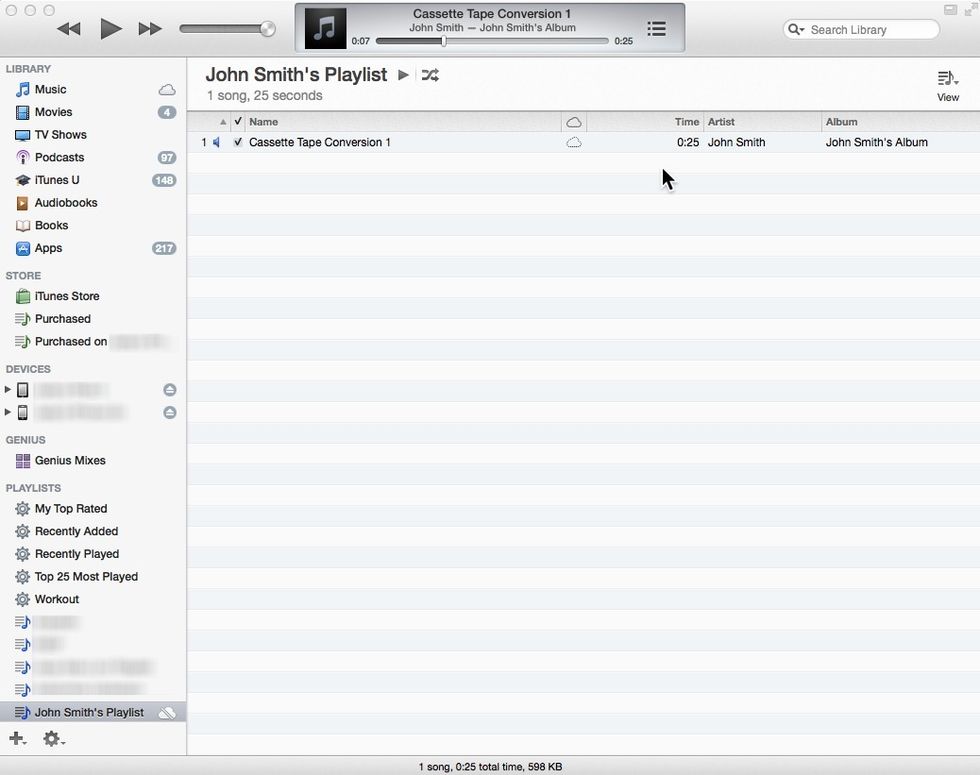 iTunes will automatically import the converted cassette tape into the Music Library, and play it for you. Enjoy it on your Mac, or sync it with iPhone or iPod.