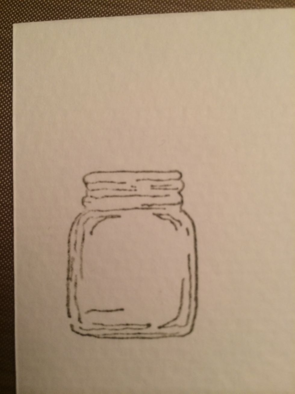 Jar vase stamp on the watercolor paper