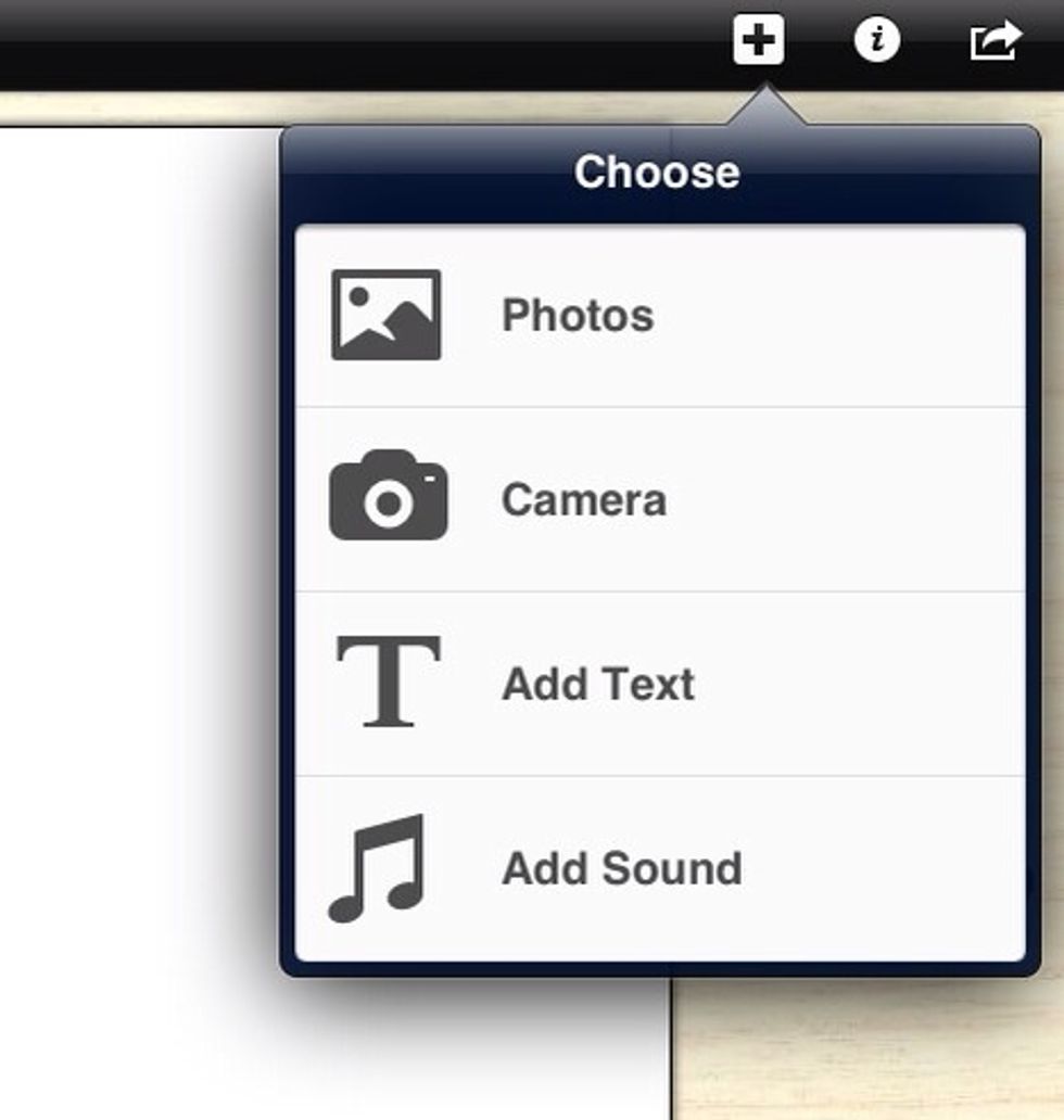 Je kunt tekst, foto's en geluid toevoegen