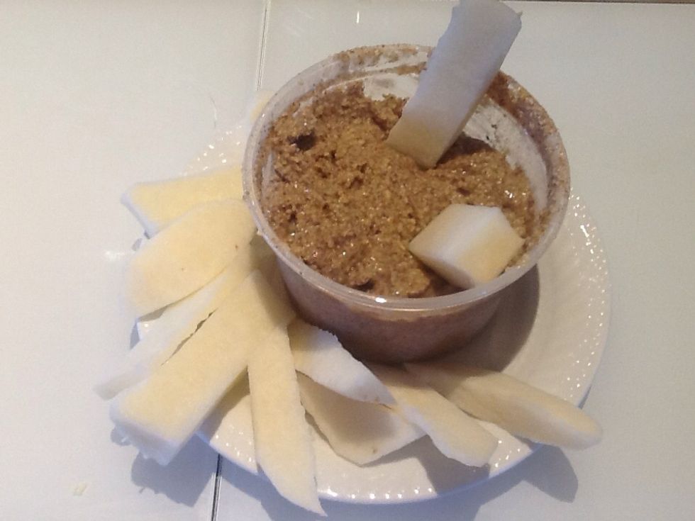 Jicama and almond butter.