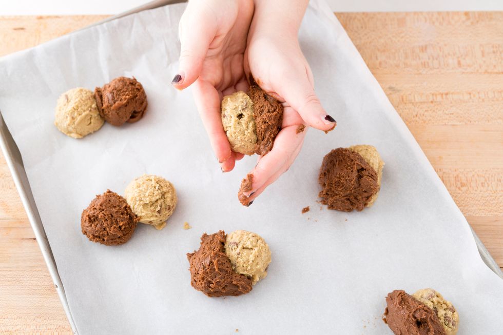 Last but not least, add your milk chocolate chips and preheat your oven