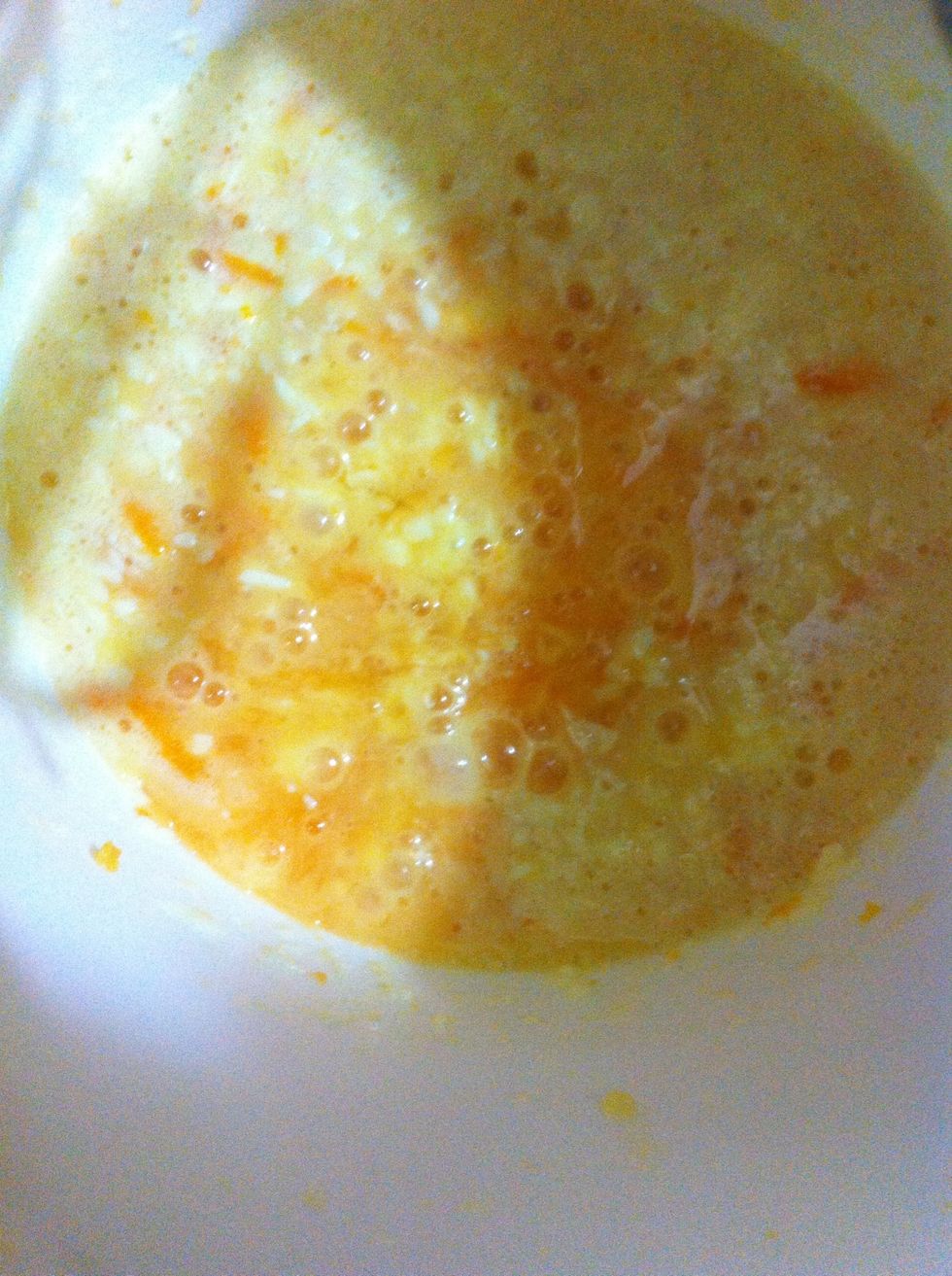Juice other 2 oranges and Add it to batter. Mix