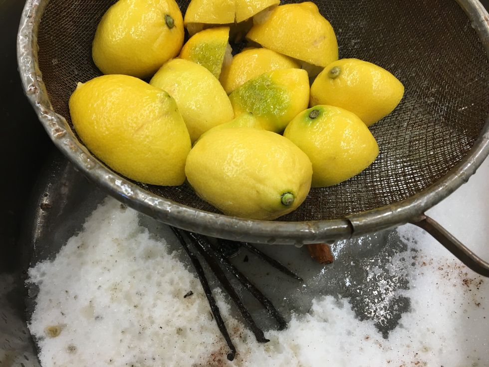 Juice the lemons into the sugar spice mix