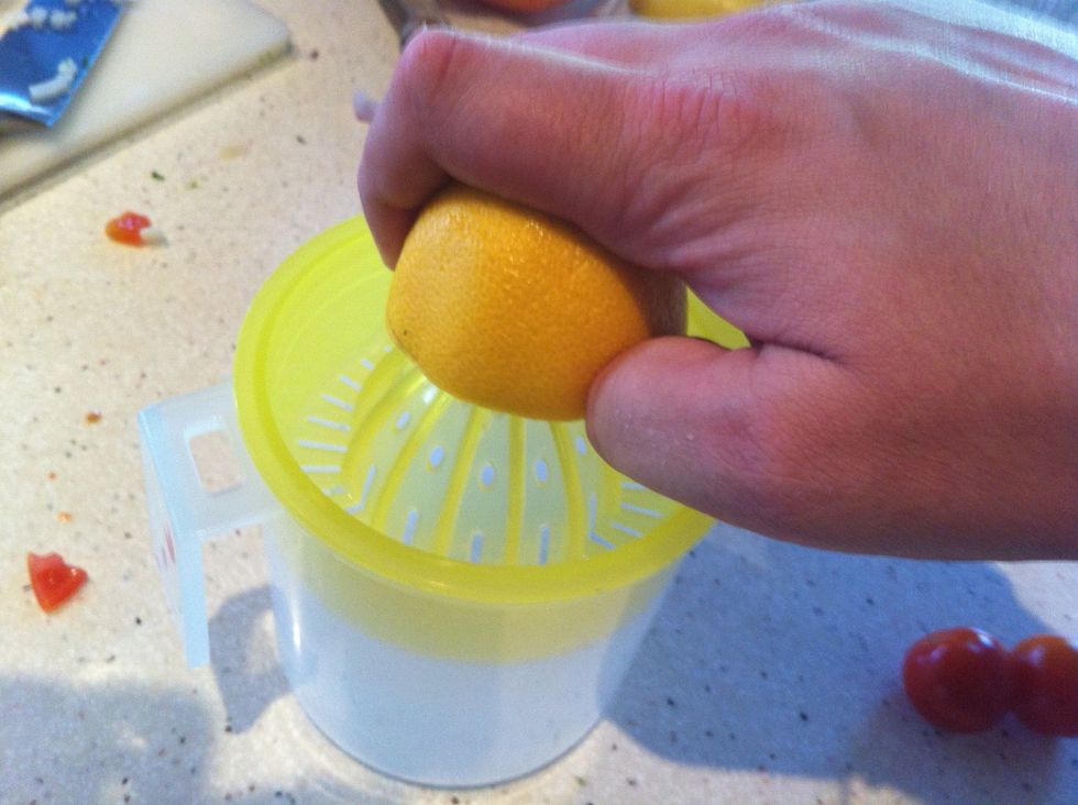 Juice your lemons. Again if you've got time you can also grate the zest from the outside of the lemon. I also use some of the pulp from my juicer. Add the juice an pulp/zest into the mix.