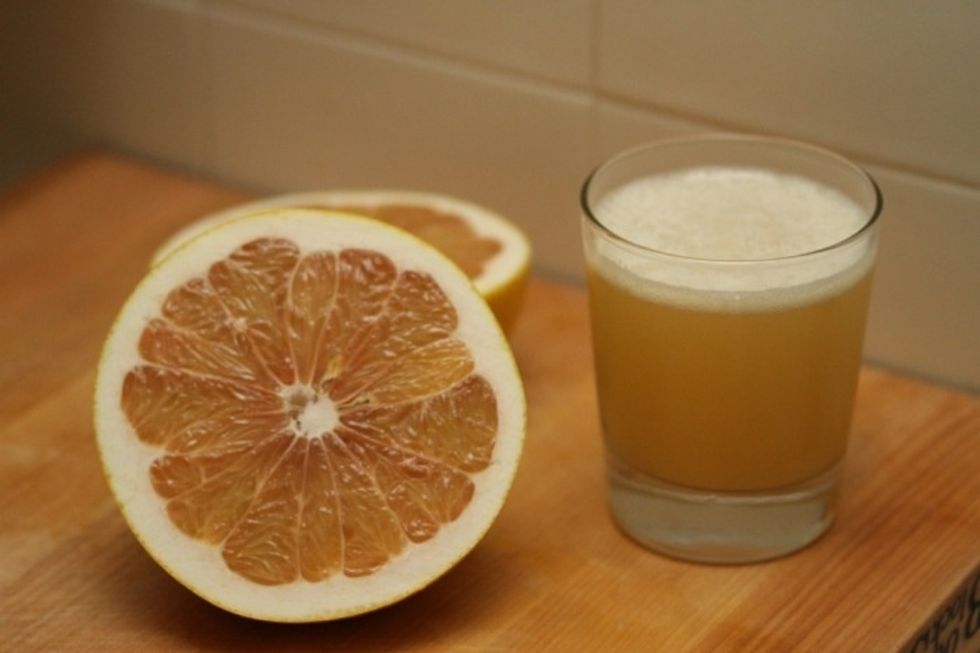 Juice your pomelo(s) until you have at least 4 oz of juice. (Pomelos are a large citrus fruit. Similar to a grapefruit, but sweeter overall. If you can't find them, check with an Asian grocer.)