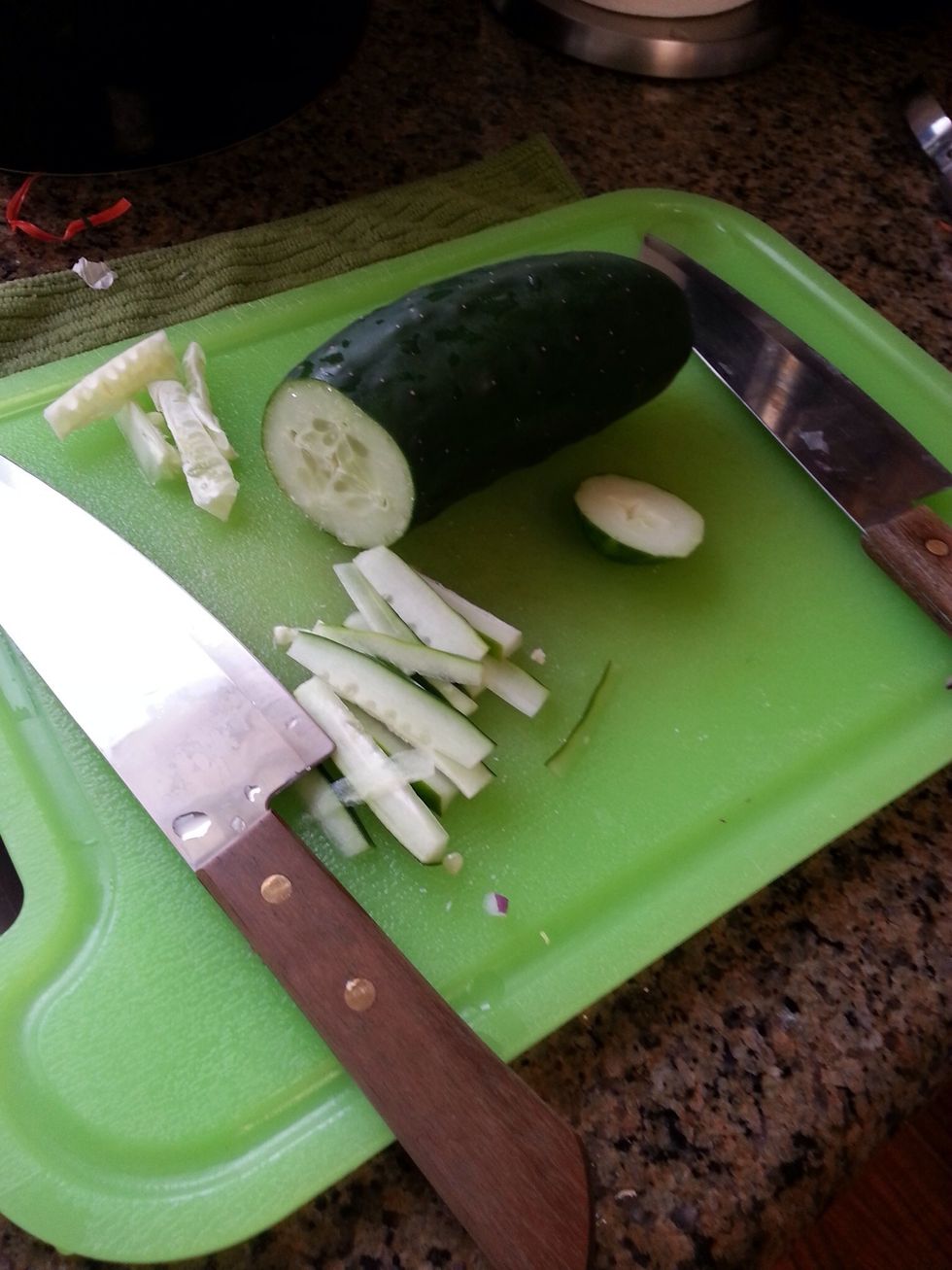 Julienne the cucumbers.