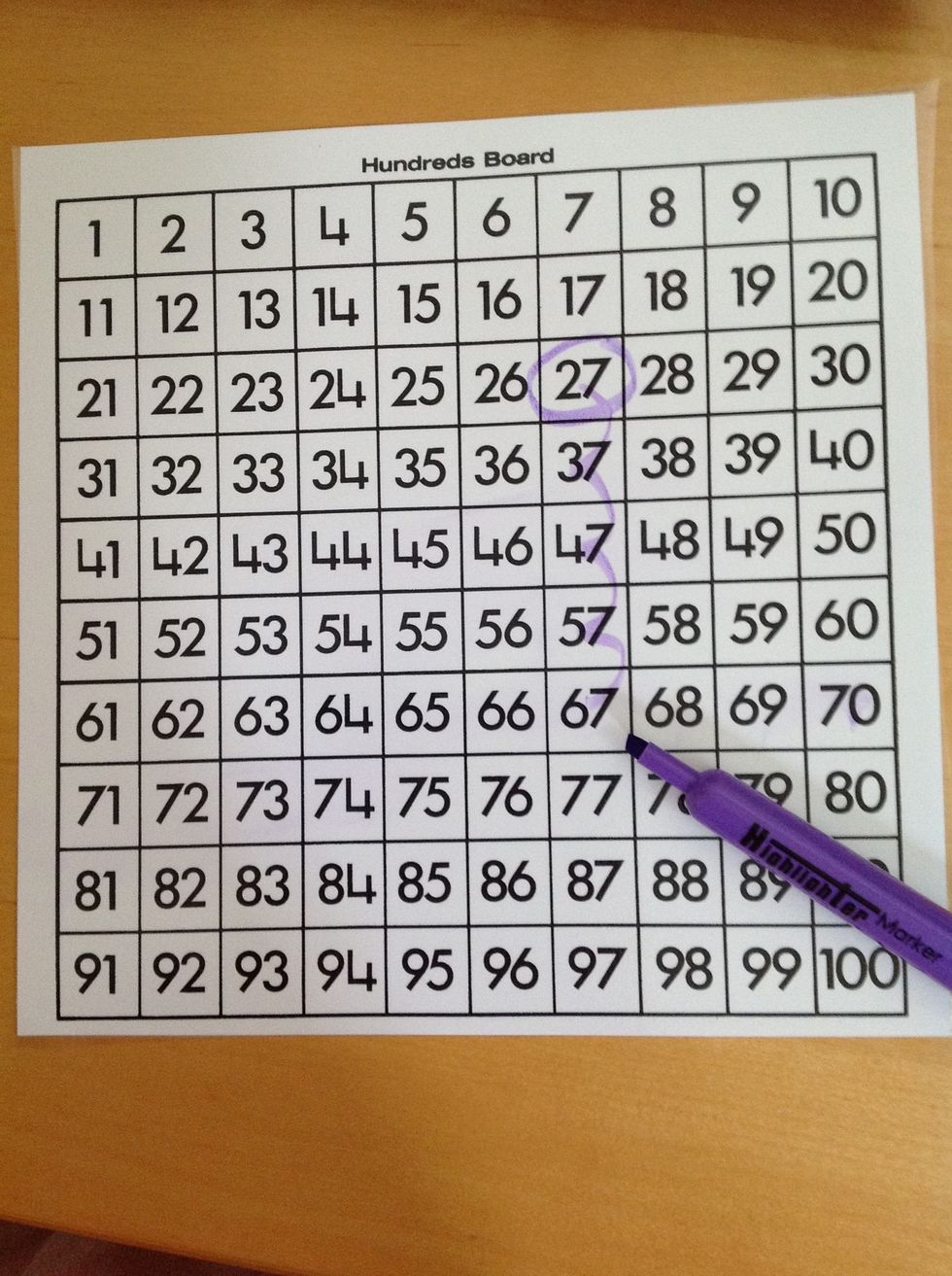 Jump down 4 rows to add the 4 tens in 40. "10, 20, 30, 40."