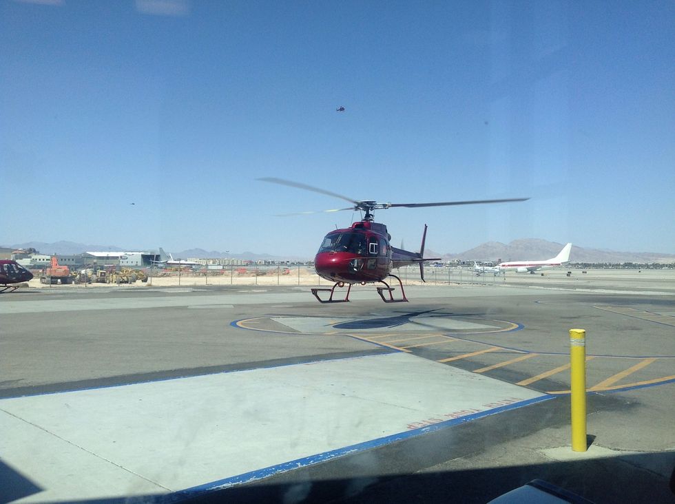 Jump on the chopper, picked up in limo from the Venetian.