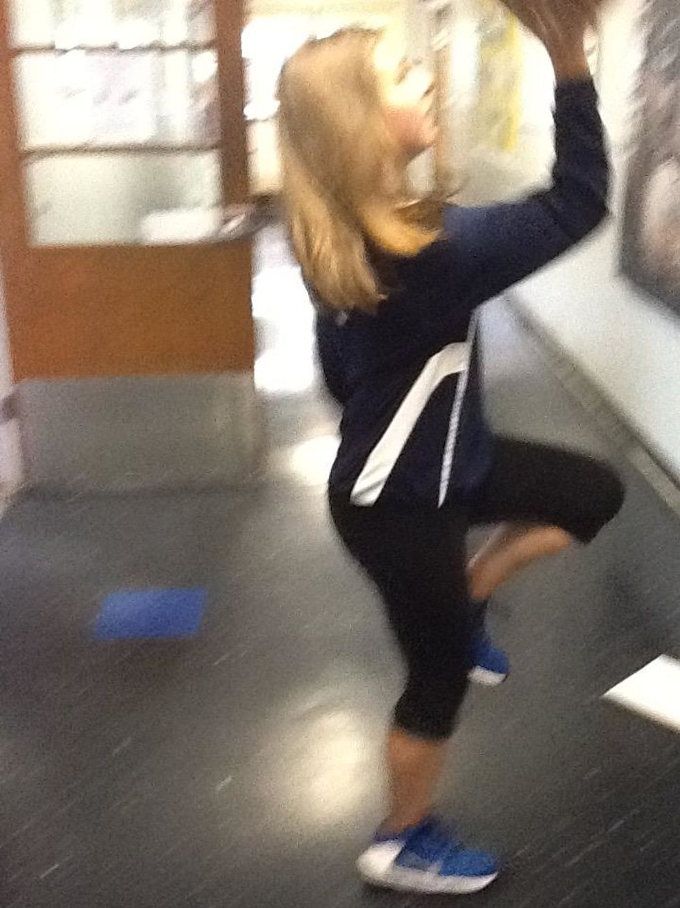 Jump with the foot that is on the same side as ball