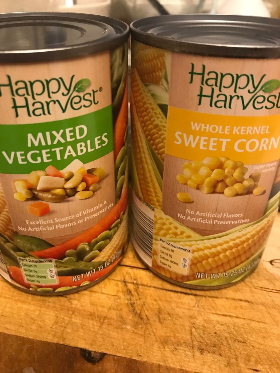 Just 2 cans, drain the water before add to the bowl .