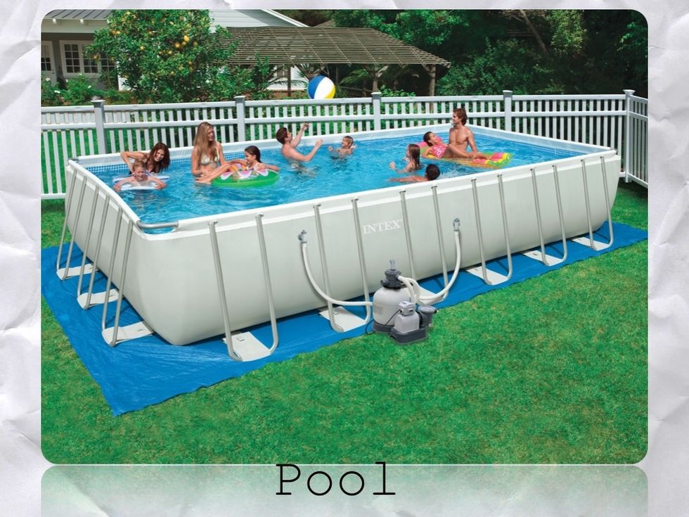 Just as a pool has a LOAD OF WATER in it. Water flows from the PUMP to the POOL.
