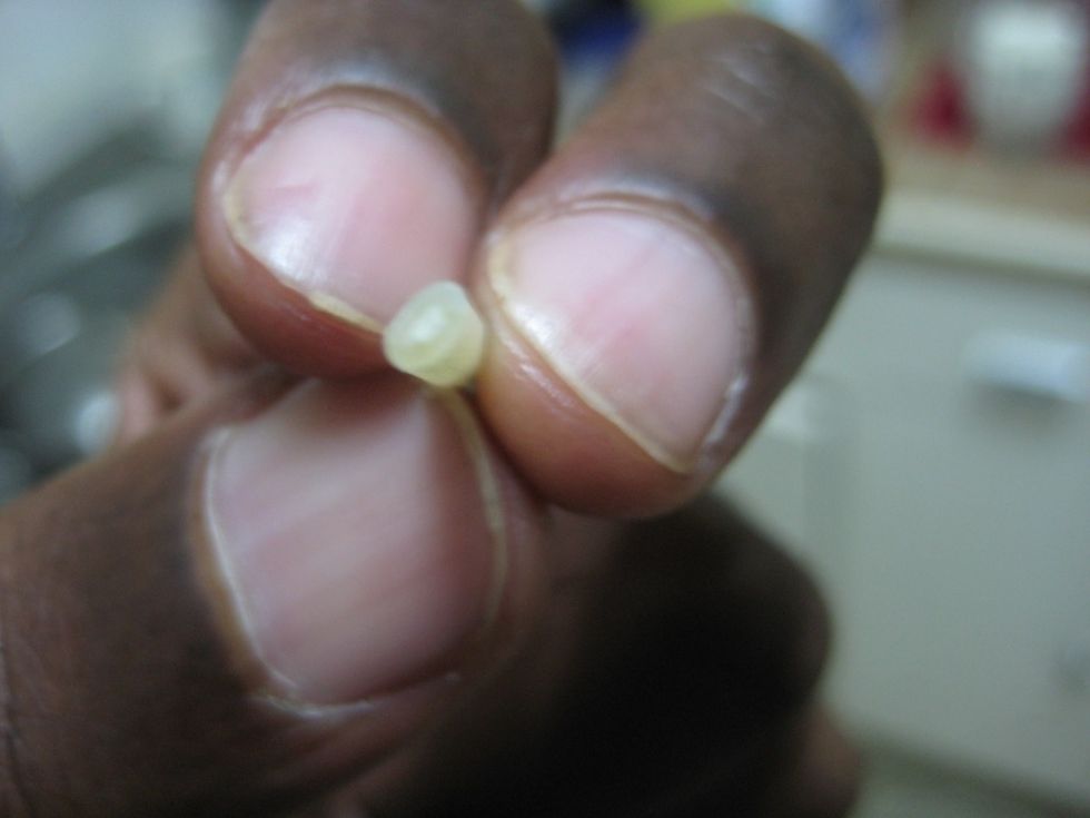 Just before the time is up take a bite and you want to see the white and the larger it is the more time it still needs but it depends on one's  taste.