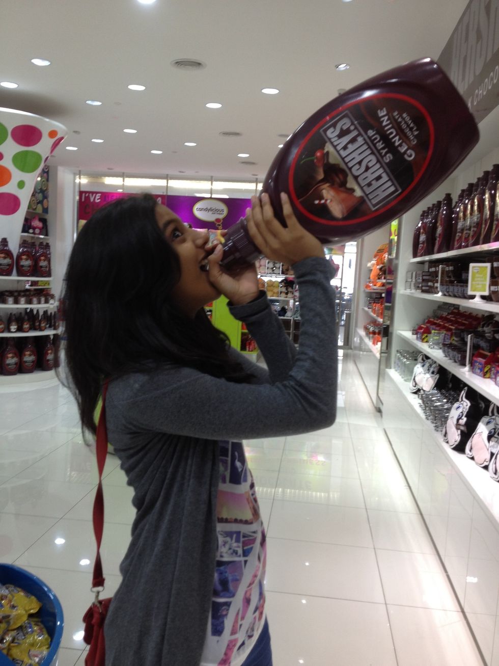 Just casually drinking Hershey's choc syrup in the store